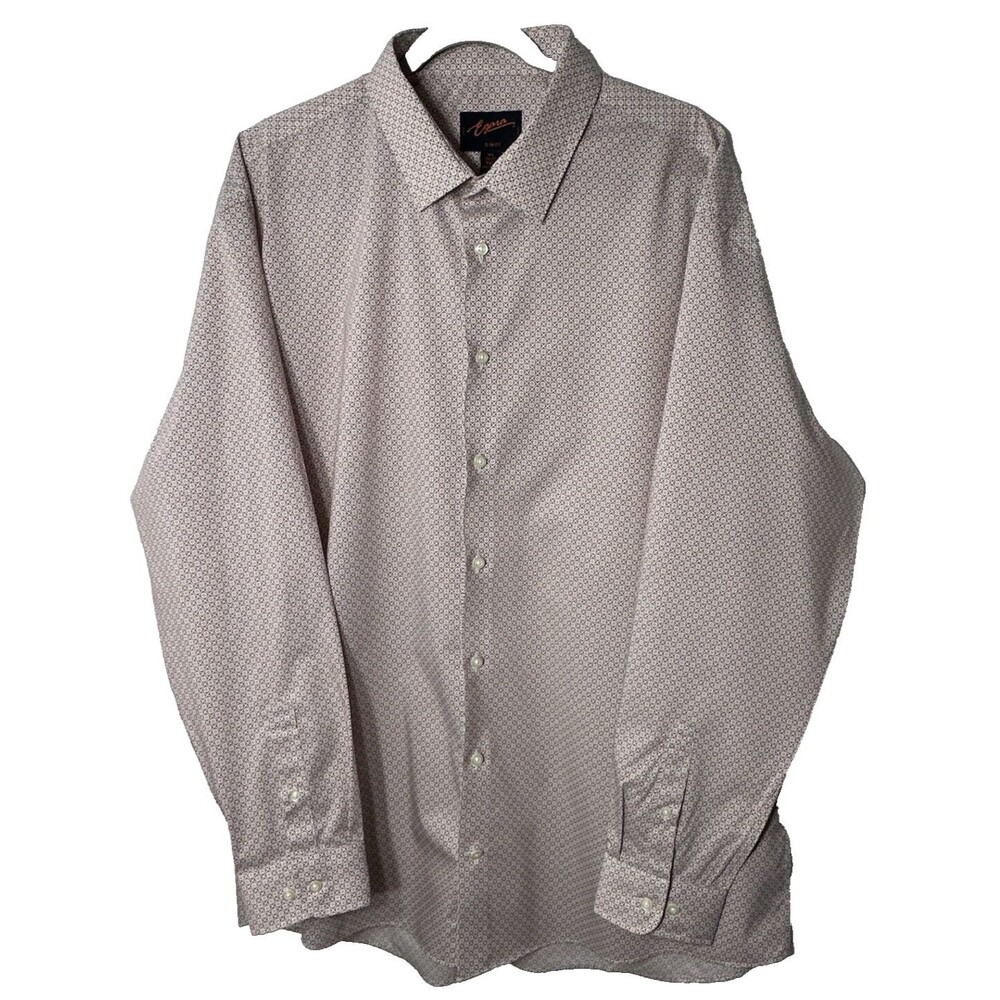 Egara Men's Shirt Men's 18.5 36-37 Tall Slim Fit Geometric Print Button Up Long